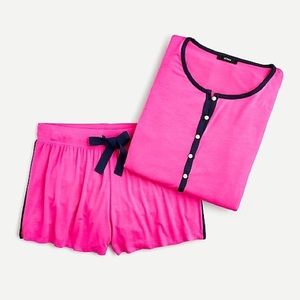 NEW J Crew Henley/short PJ set pink XXS